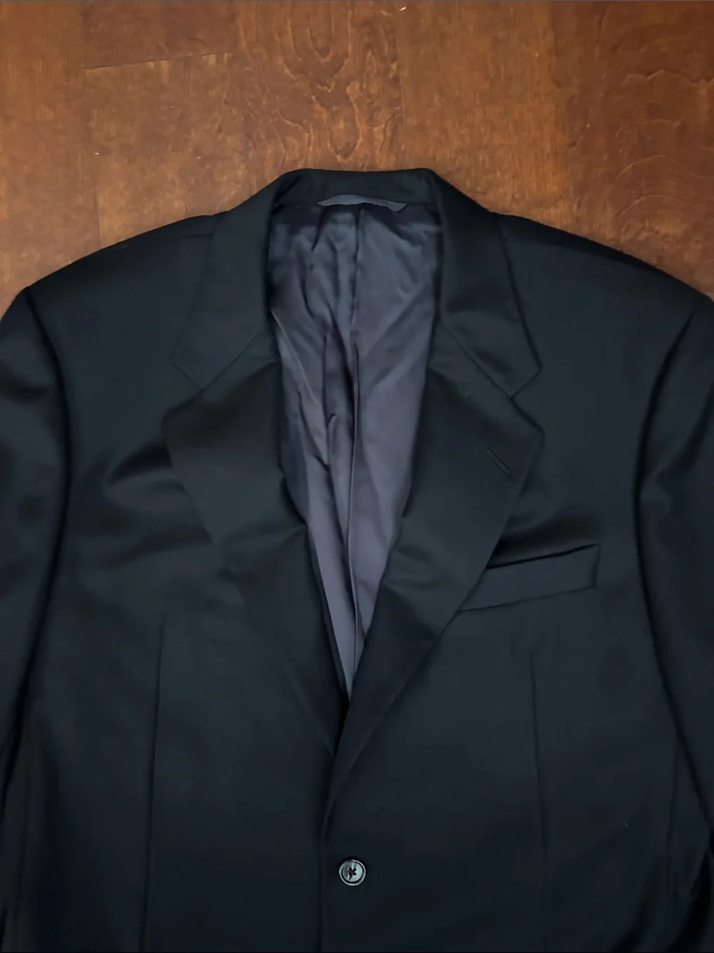Hickey Freeman Men's 100% Wool Black Two-Button Blazer, Size 42L